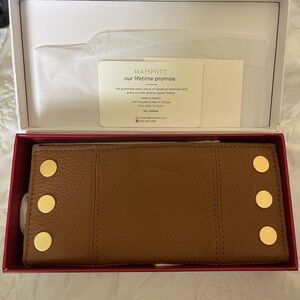 Hammitt Tan Leather Card Holder with Gold Details